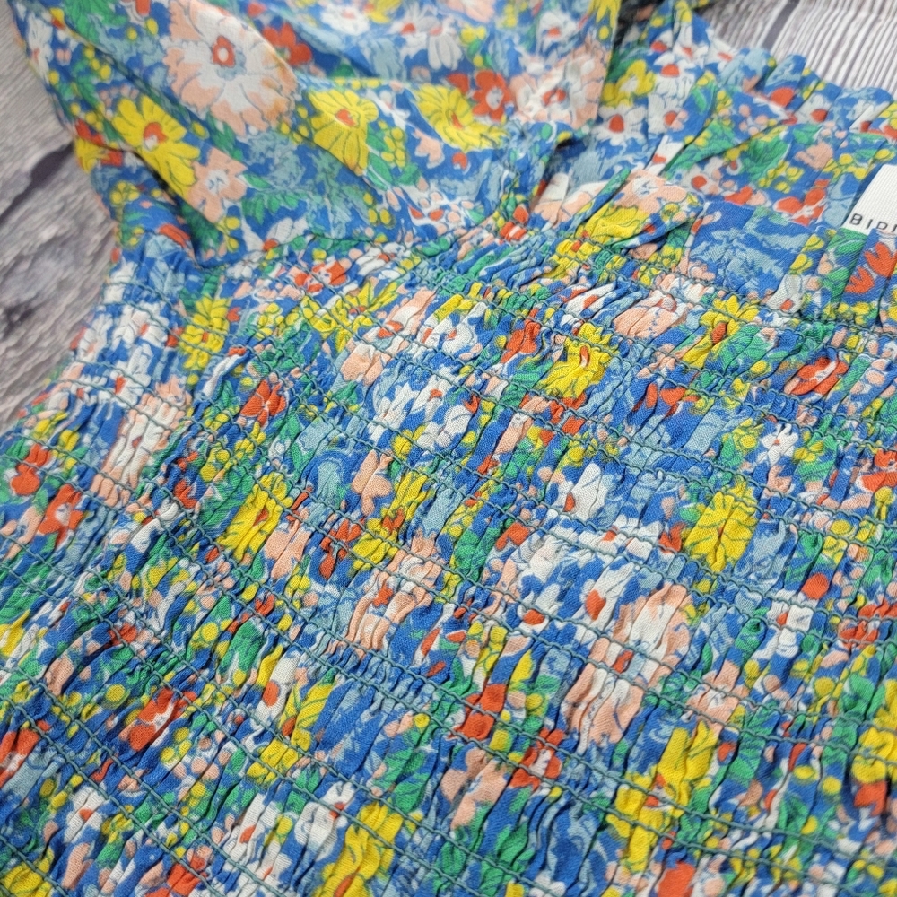 Trovata Birds Of Paradis NWT Alize Smocked Square Neck Floral Blouse - Picture 7 of 12